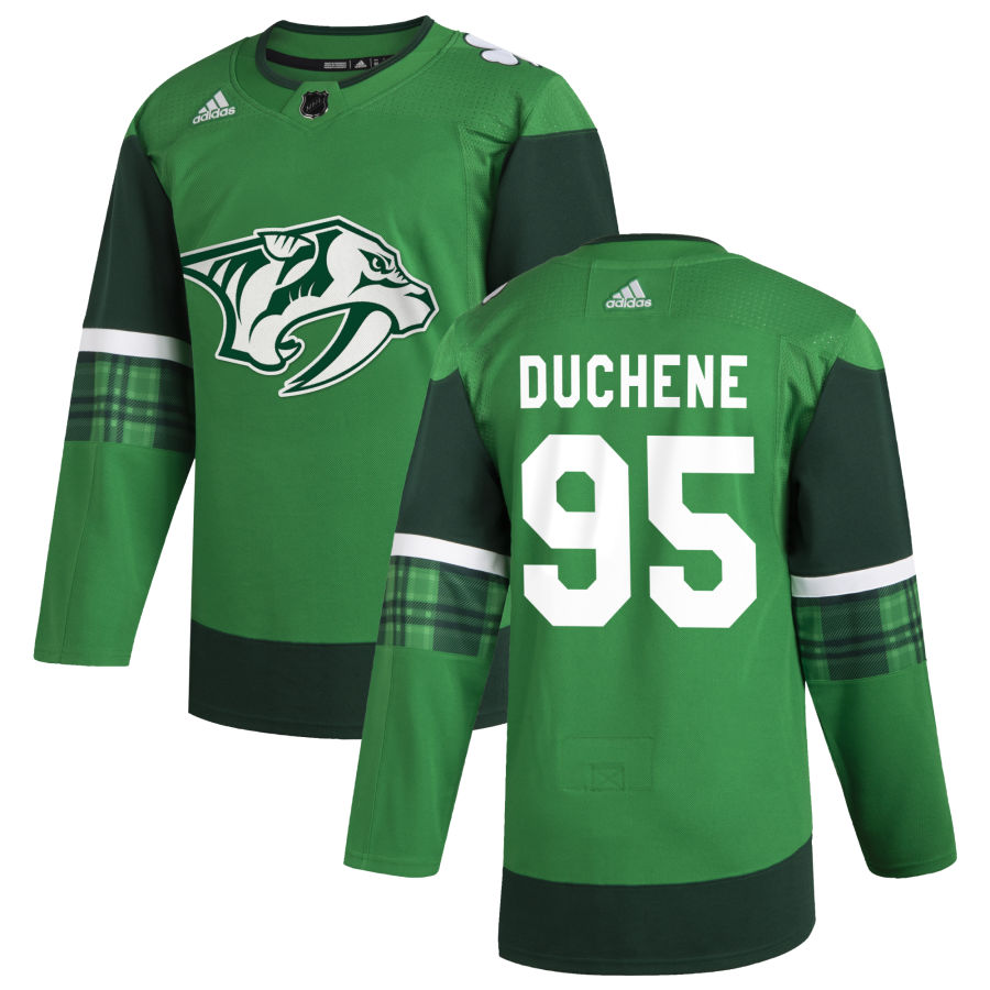 Nashville Predators #95 Matt Duchene Men Adidas 2020 St. Patrick Day Stitched NHL Jersey Green